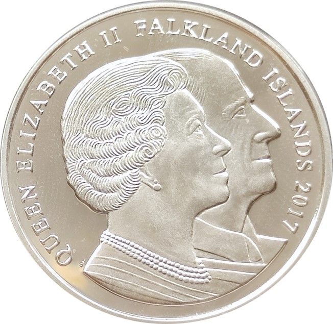 Falkland Islands 1 Crown - Elizabeth II Platinum Wedding Anniversary of Queen Elizabeth II andPrince Philip obverse