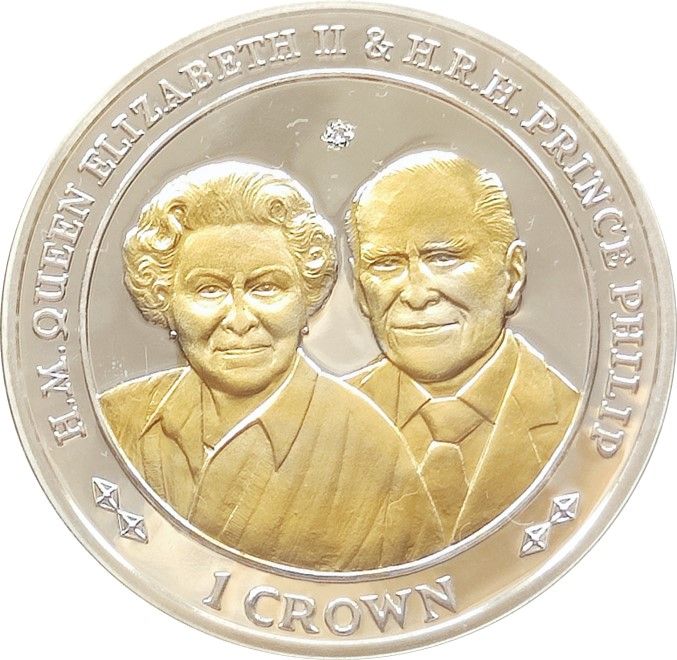 Falkland Islands 1 Crown - Elizabeth II Platinum Wedding Anniversary of Queen Elizabeth II andPrince Philip reverse