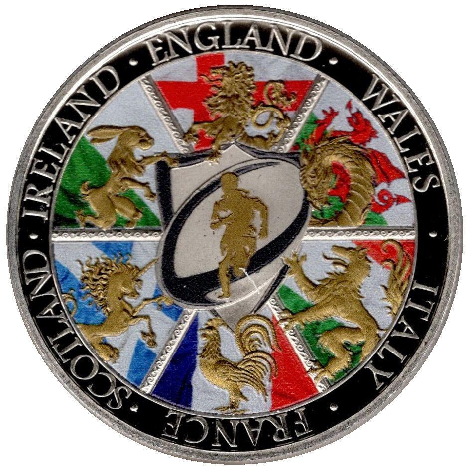 Gibraltar 1 Crown - Charles III Rugby Six Nations 2023 reverse