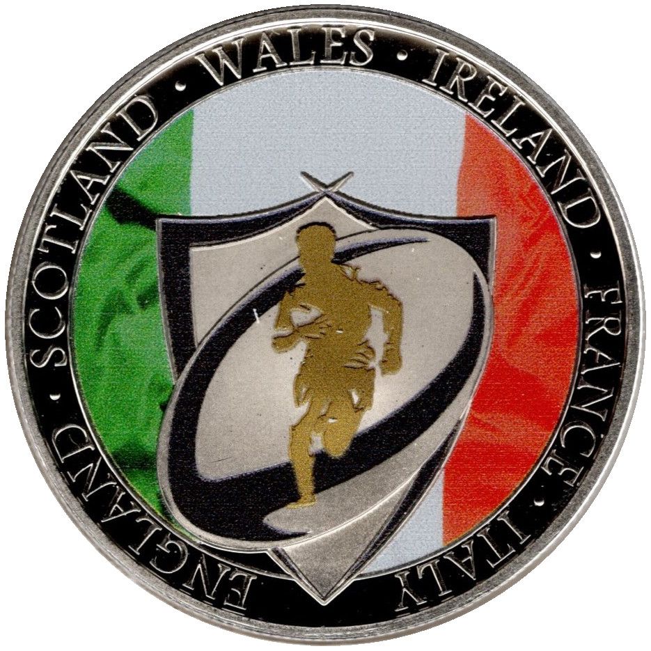 Gibraltar 1 Crown - Charles III Rugby Six Nations 2023; Italy reverse