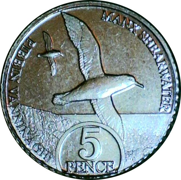 Isle of Man 5 Pence - Charles III Manx shearwater reverse