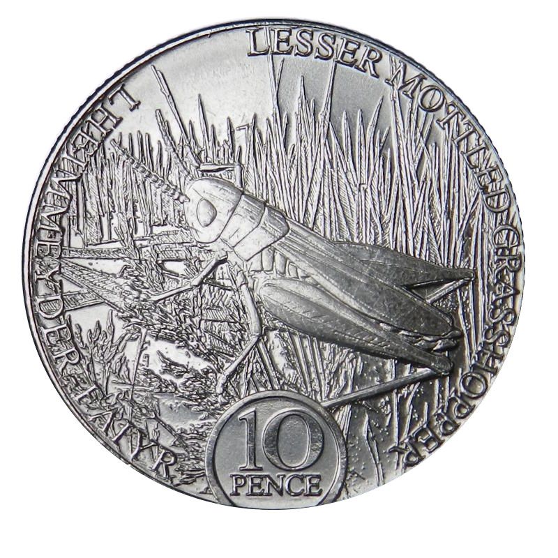 Isle of Man 10 Pence - Charles III Lesser mottled grasshopper reverse