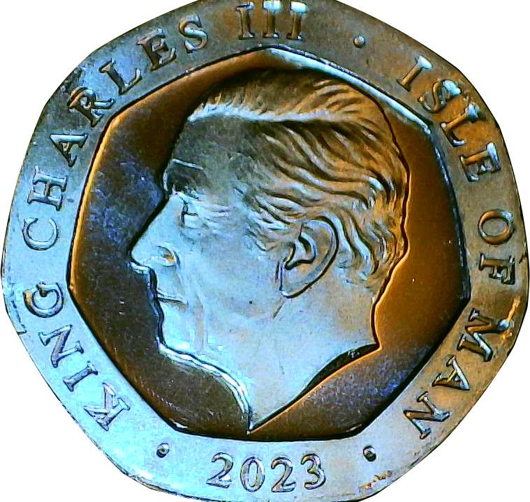Isle of Man 20 Pence - Charles III Mountain hare obverse