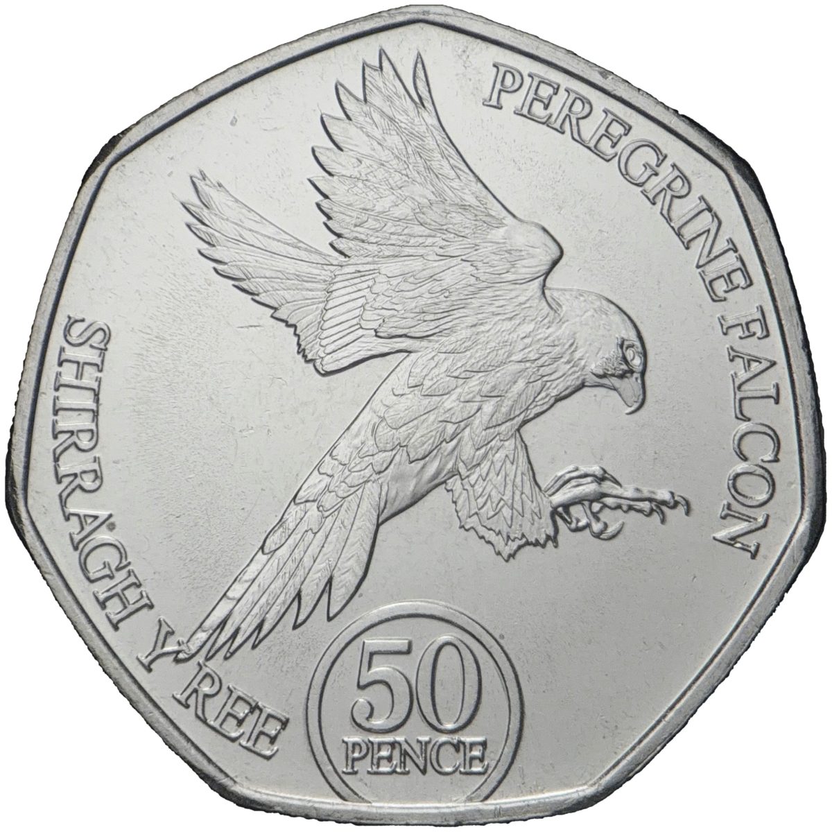 Isle of Man 50 Pence - Charles III Peregrine falcon reverse