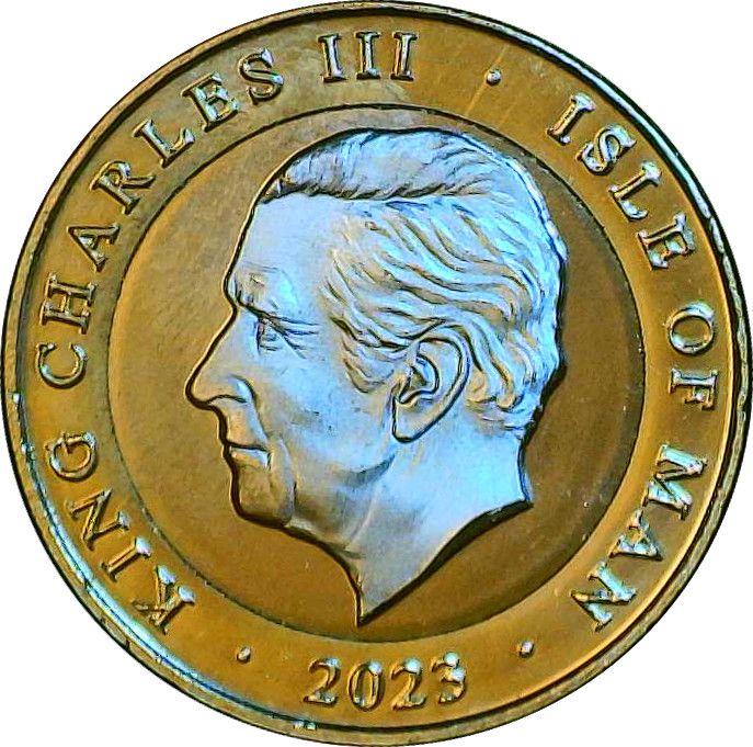 Isle of Man 2 Pounds - Charles III Basking shark obverse