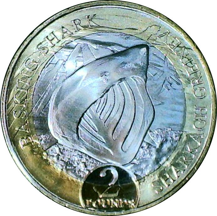 Isle of Man 2 Pounds - Charles III Basking shark