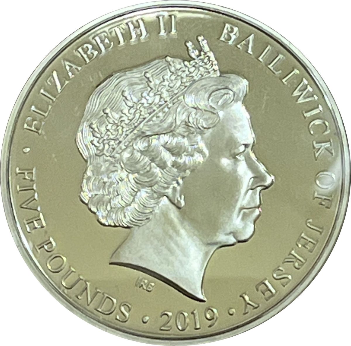 Jersey 5 Pounds - Elizabeth II D-Day Landing 00:35 obverse