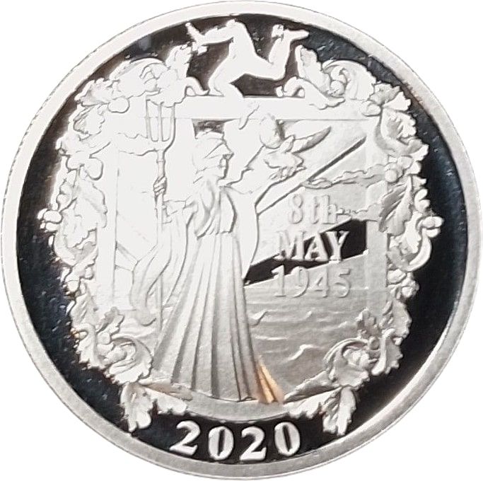 Isle of Man 1 Sovereign - Elizabeth II VE Day obverse