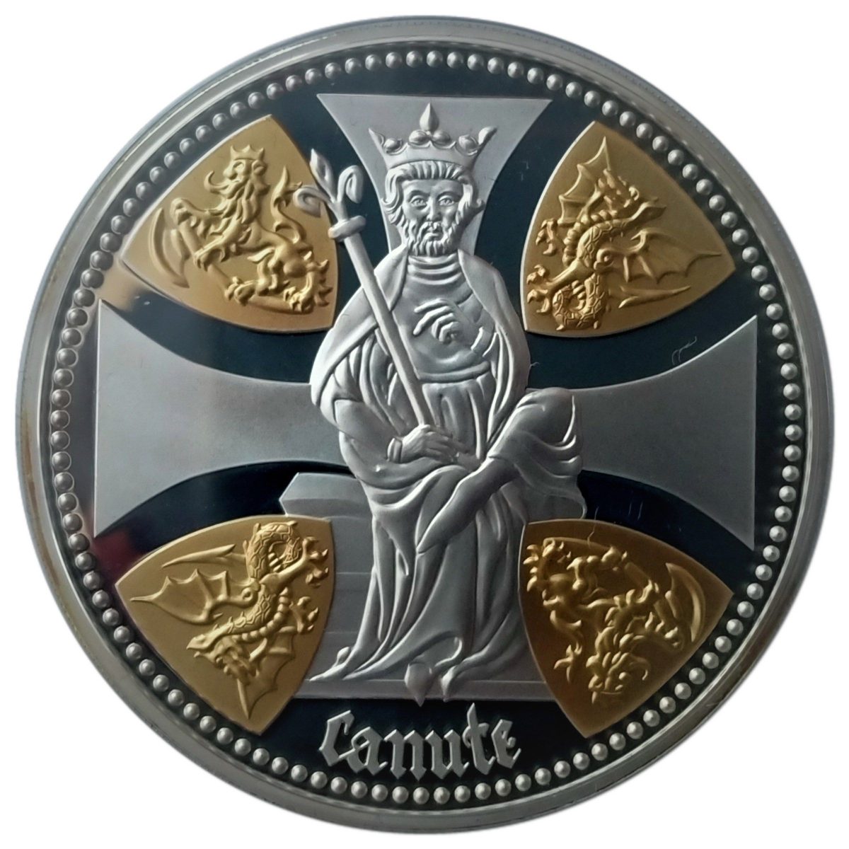 Jersey 5 Pounds - Elizabeth II King Canute; Silver Proof