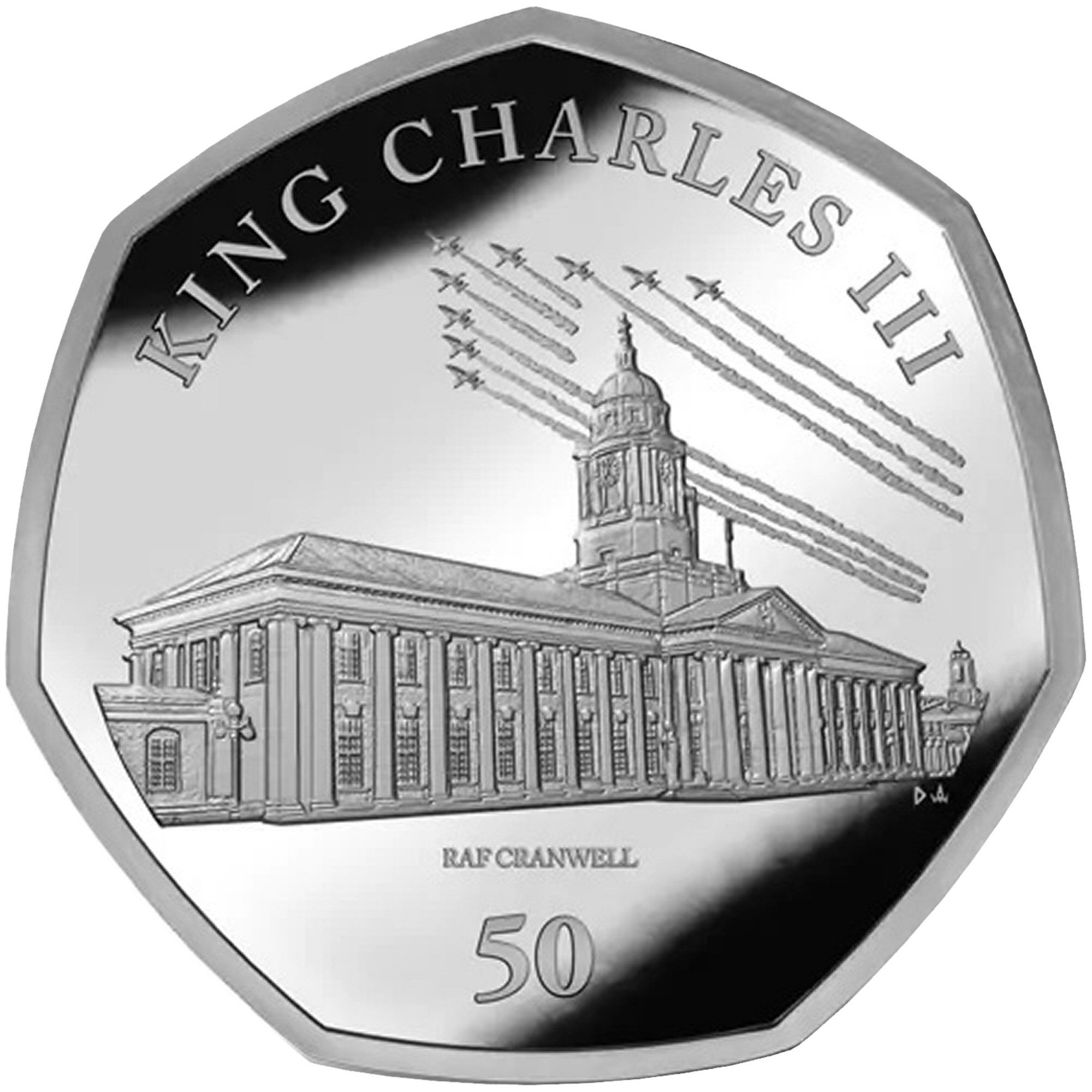 British Antarctic Territory 50 Pence - Charles III RAF Cranwell reverse