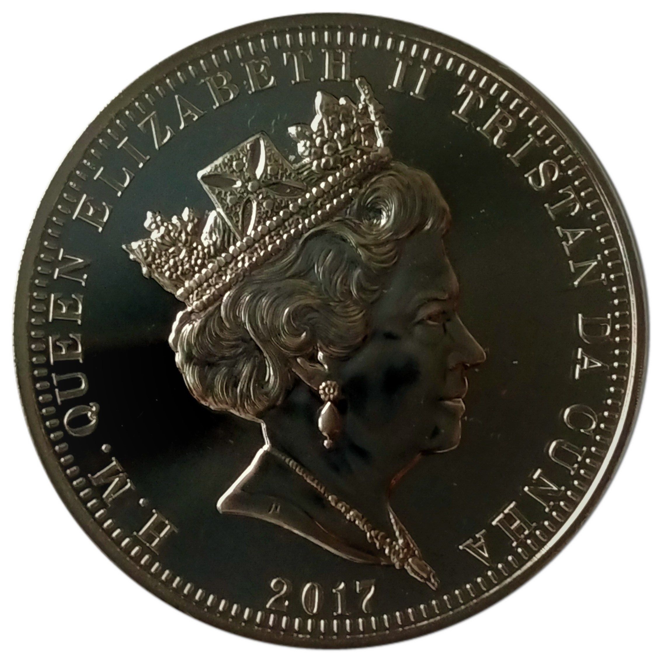 Tristan da Cunha 5 Pounds - Elizabeth II Platinum Wedding - Portraits obverse