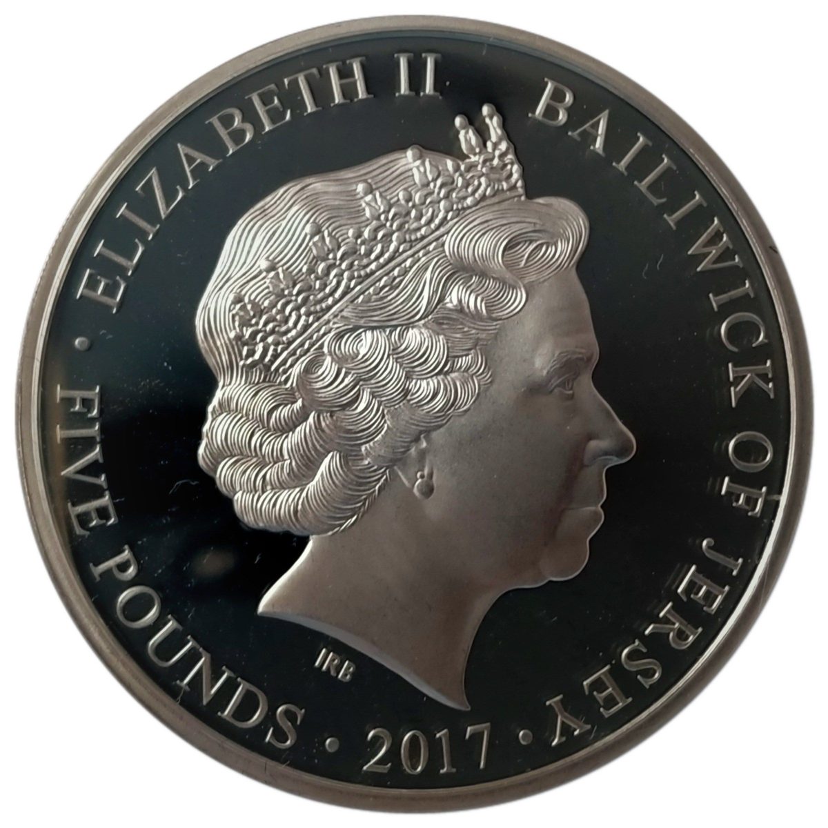 Jersey 5 Pounds - Elizabeth II 70 Years of Service; Silver Proof obverse