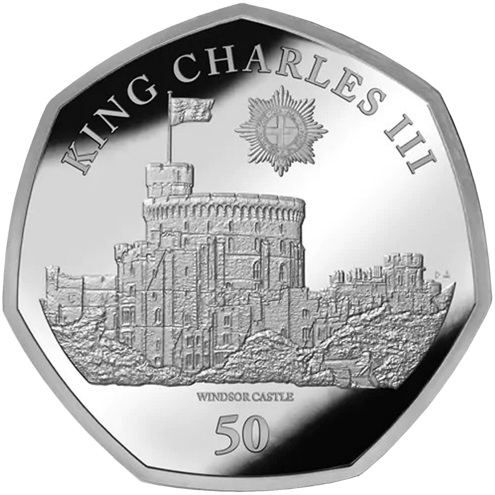 British Antarctic Territory 50 Pence - Charles III Windsor Castle reverse