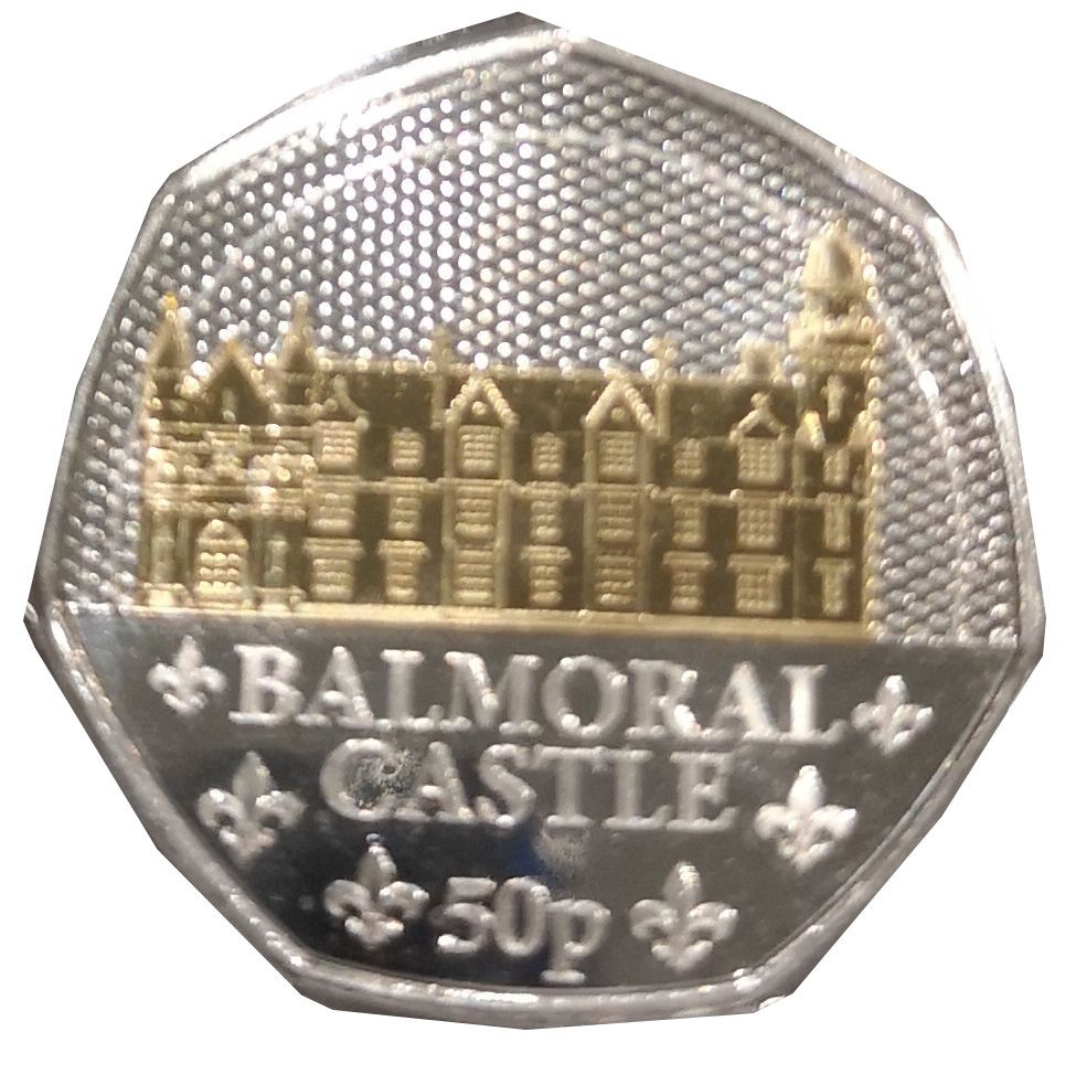 Jersey 50 Pence - Charles III Royal Residence - Balmoral Castle; Silver/Gold Plated reverse