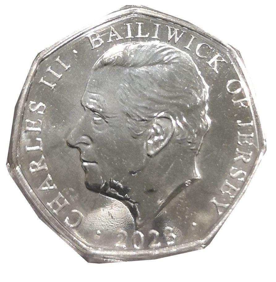 Jersey 50 Pence - Charles III Royal Residence - Sandringham House; Silver/Gold Plated obverse
