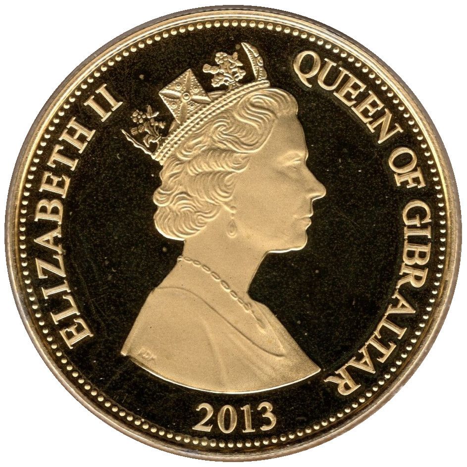 Gibraltar 1 Crown - Elizabeth II Birth of Prince George; Gold Plated obverse