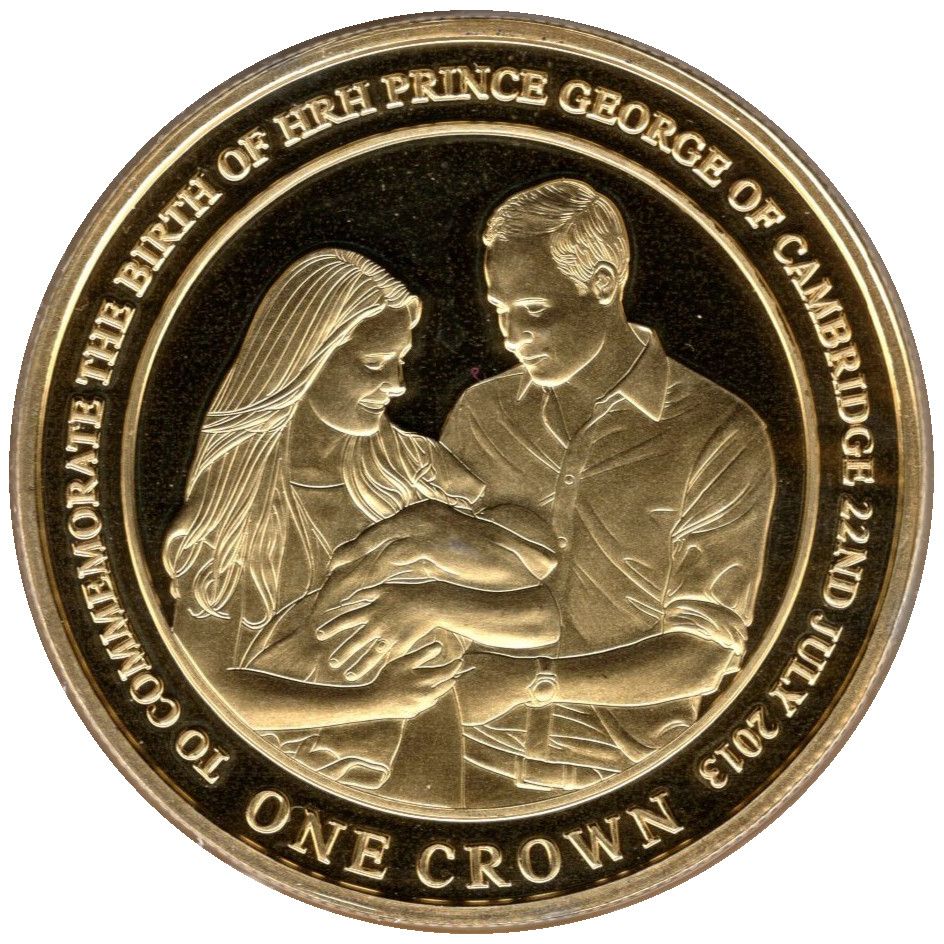Gibraltar 1 Crown - Elizabeth II Birth of Prince George; Gold Plated