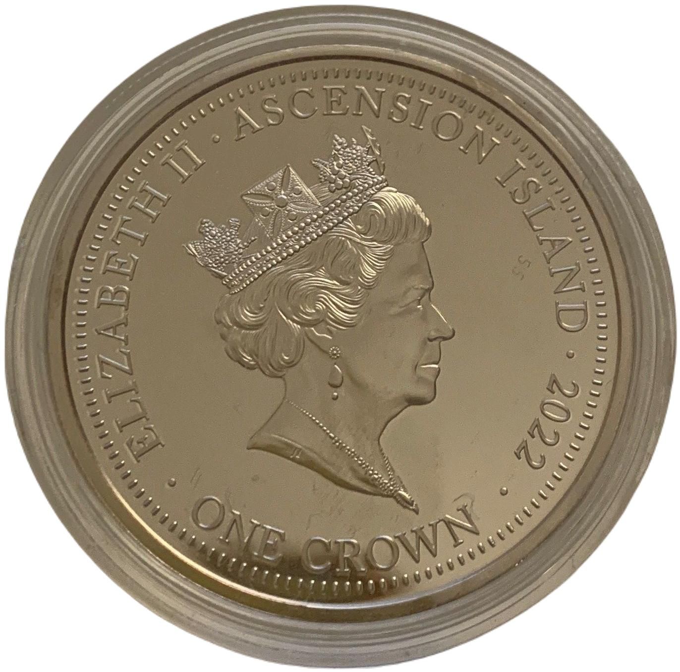 Ascension Island 1 Crown - Elizabeth II Platinum Jubilee - Trooping of the Colour obverse