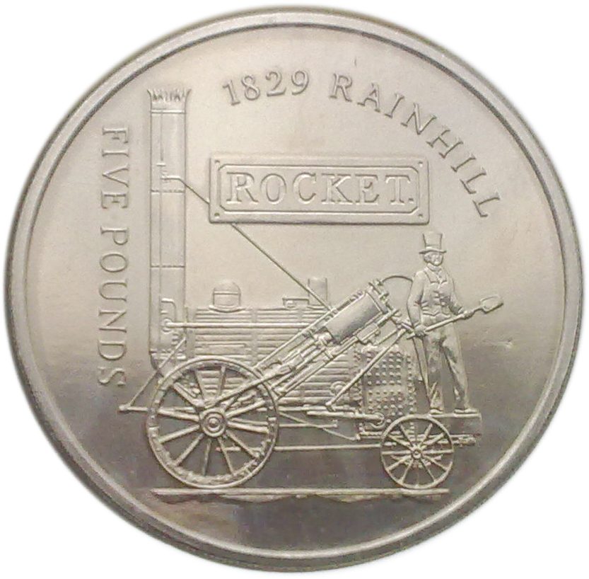 Alderney 5 Pounds - Elizabeth II The Rocket reverse