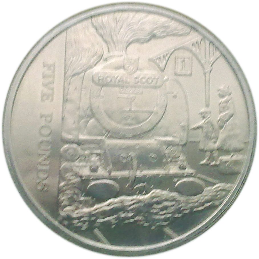 Alderney 5 Pounds - Elizabeth II The Royal Scot reverse