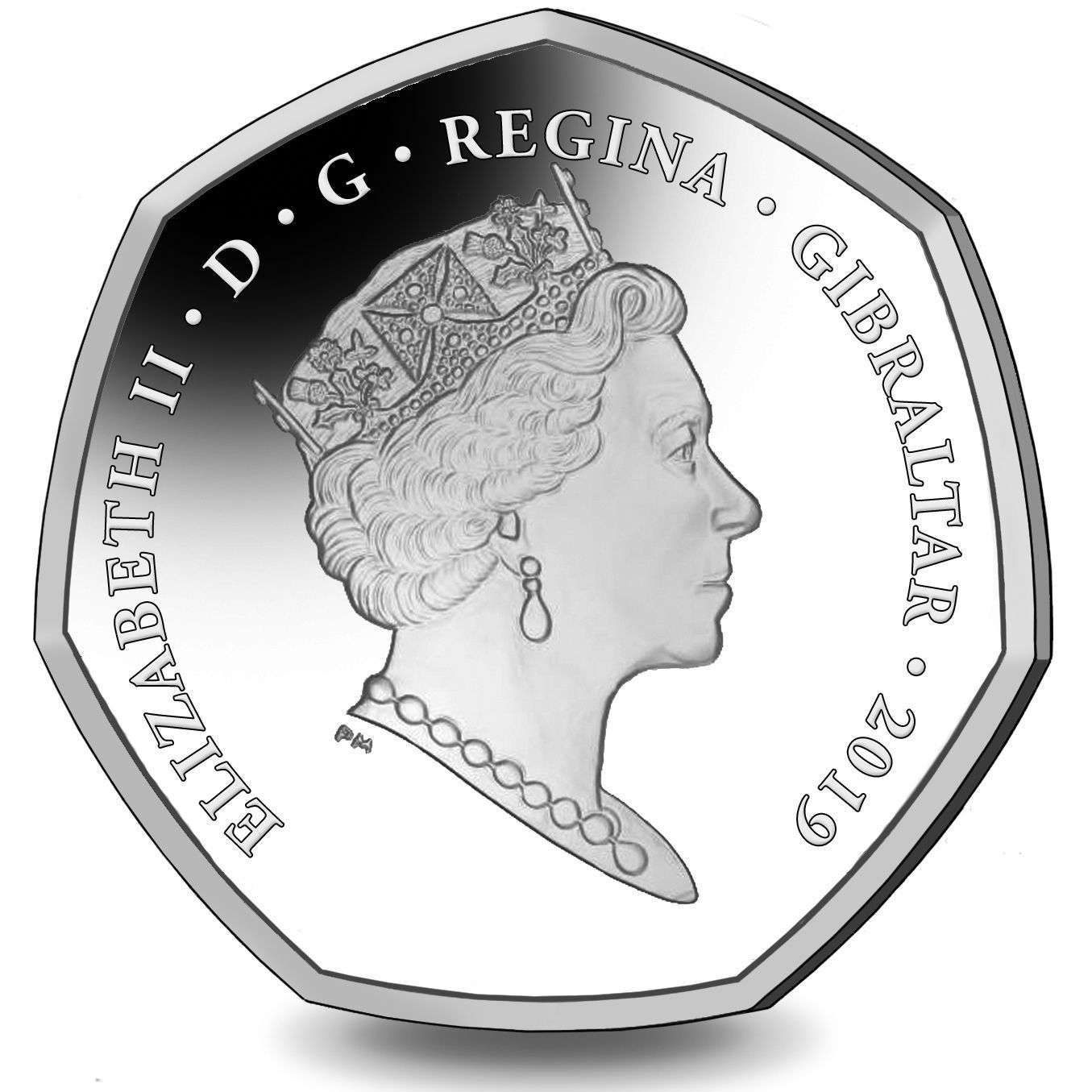 Gibraltar 50 Pence - Elizabeth II 2019 Christmas; Silver Piedfort obverse