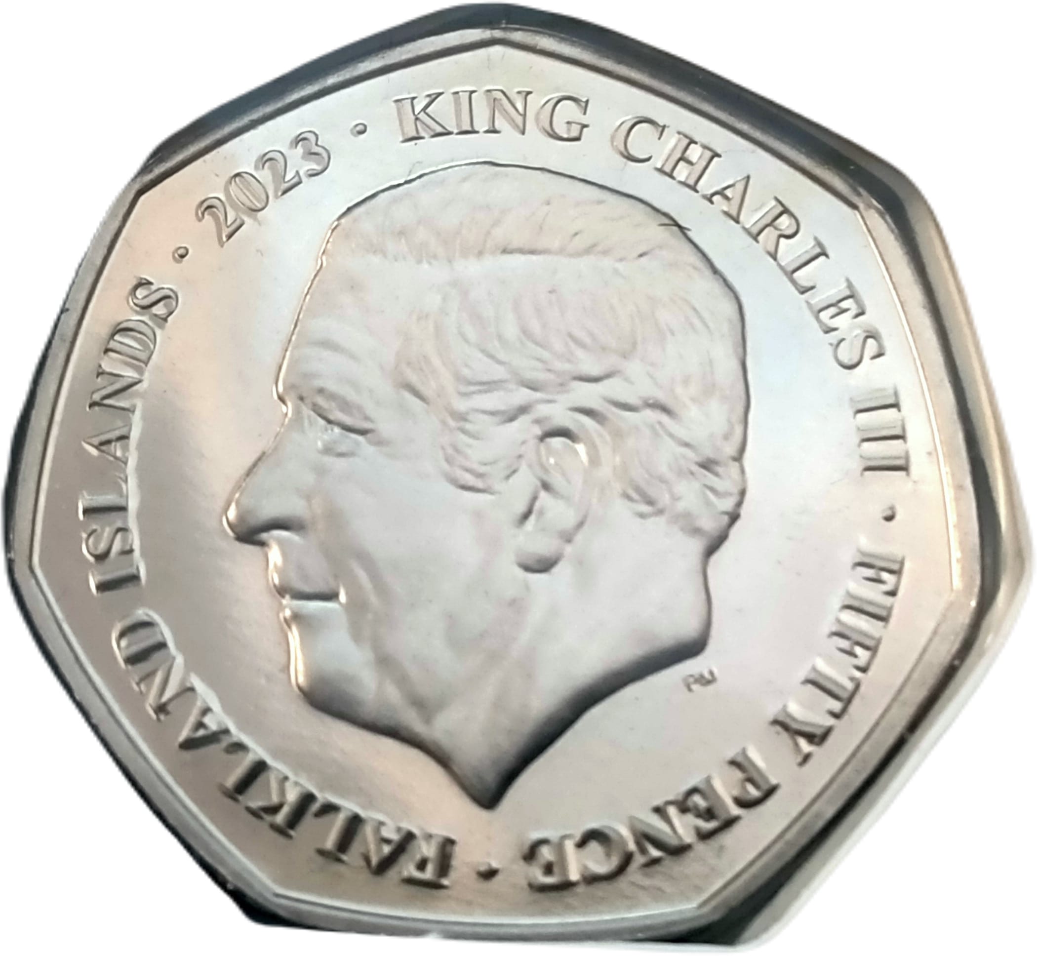 Falkland Islands 50 Pence - Charles III Christmas Penguins obverse