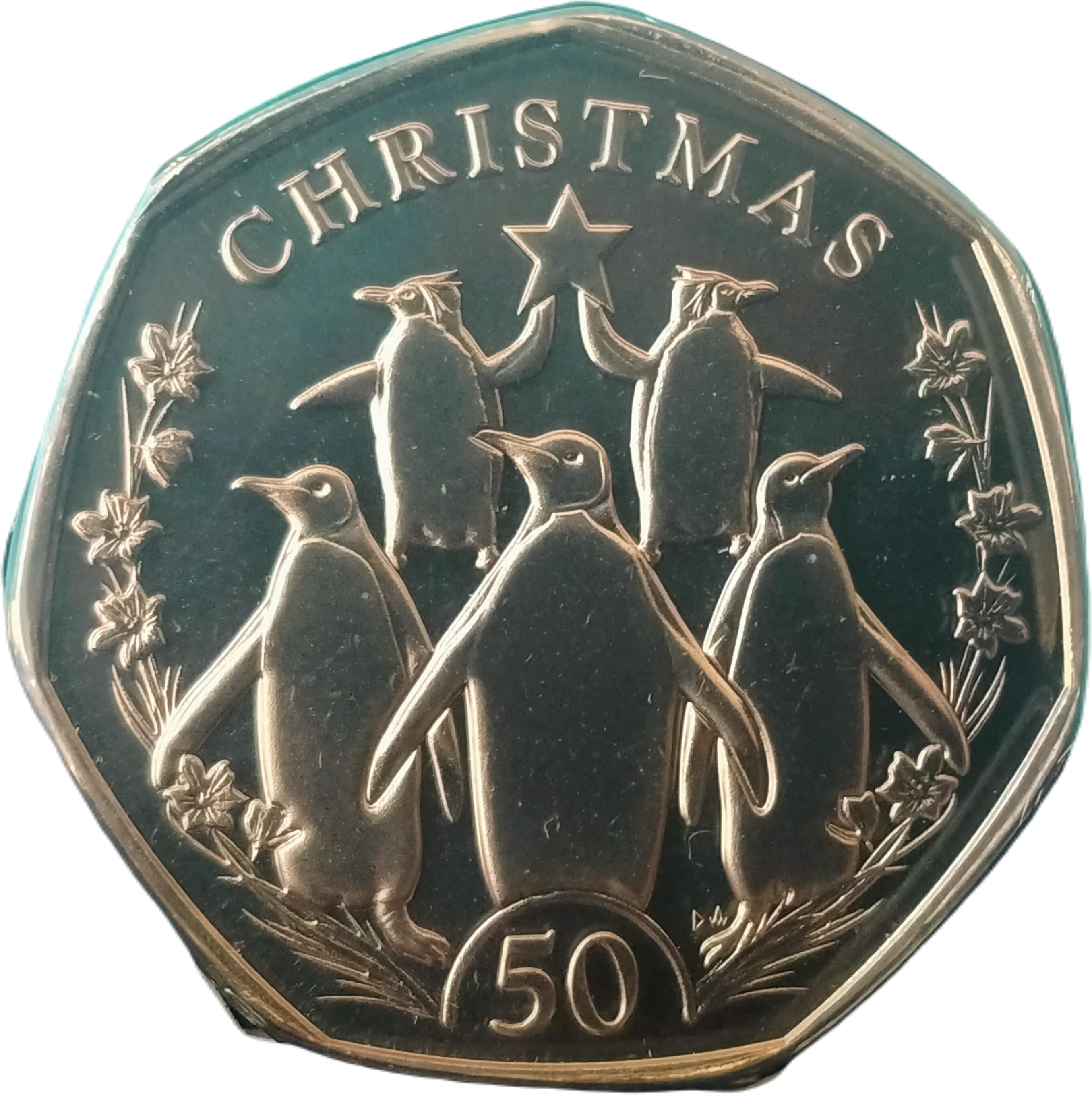 Falkland Islands 50 Pence - Charles III Christmas Penguins