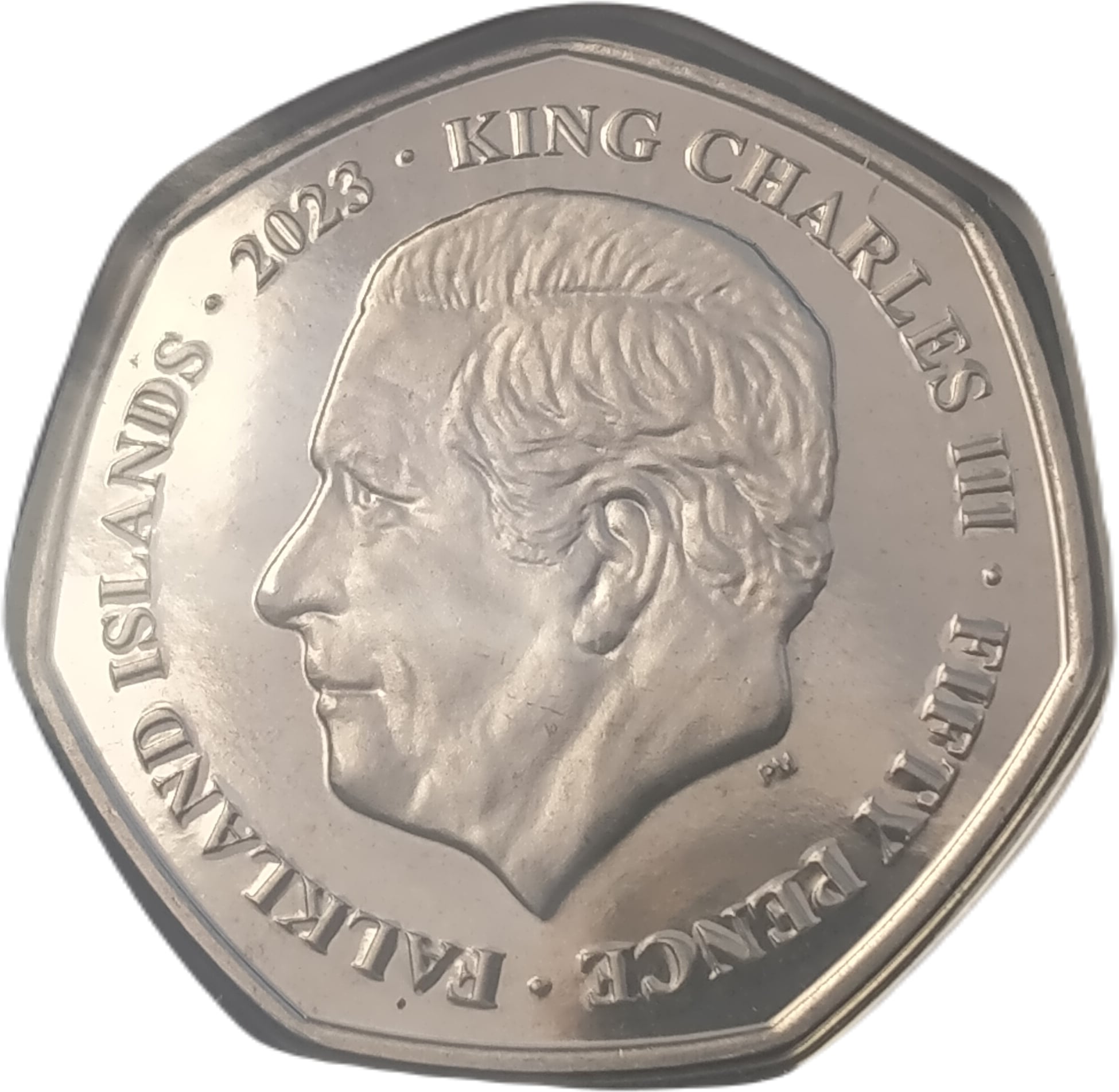 Falkland Islands 50 Pence - Charles III Christmas Penguins; Coloured obverse