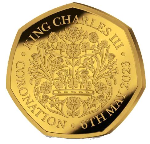 Falkland Islands 50 Pence - Charles III Coronation; Gold Plated Silver