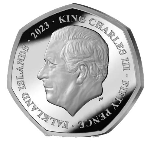 Falkland Islands 50 Pence - Charles III Coronation; Silver obverse
