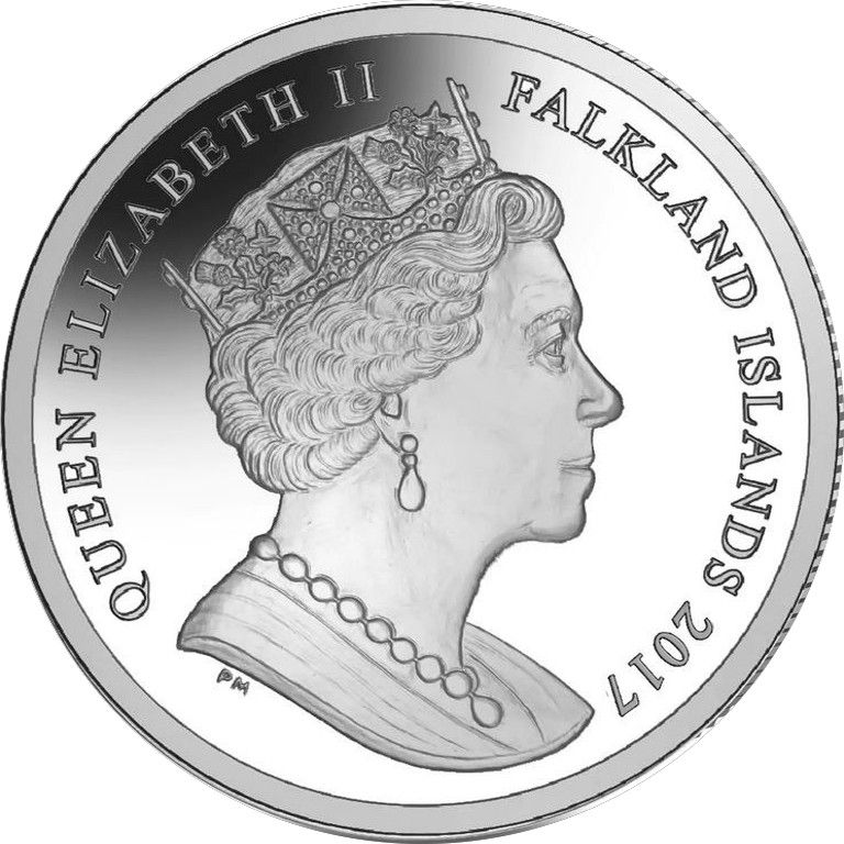 Falkland Islands 1 Crown - Elizabeth II 35th Anniversary of Liberation, Lest we forget; Silver Proof obverse