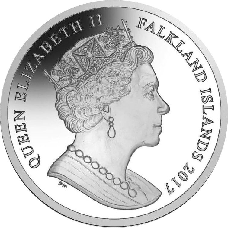 Falkland Islands 1 Crown - Elizabeth II 35th Anniversary of Liberation, Lest we forget; Silver Proof Coloured obverse