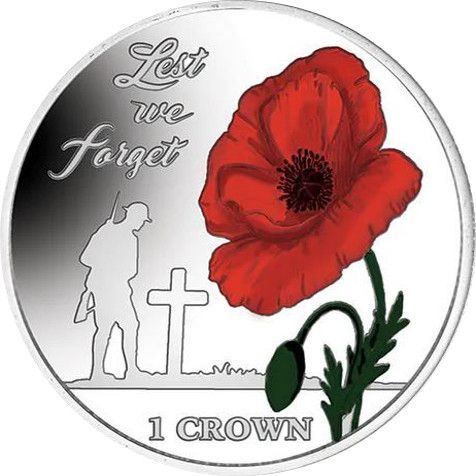 Falkland Islands 1 Crown - Elizabeth II 35th Anniversary of Liberation, Lest we forget; Silver Proof Coloured