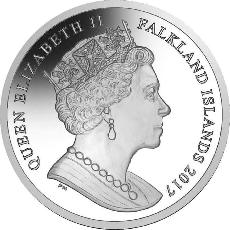 Falkland Islands 1 Crown - Elizabeth II 35th Anniversary of Liberation, Lest we forget; Coloured obverse