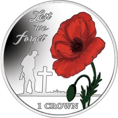 Falkland Islands 1 Crown - Elizabeth II 35th Anniversary of Liberation, Lest we forget; Coloured