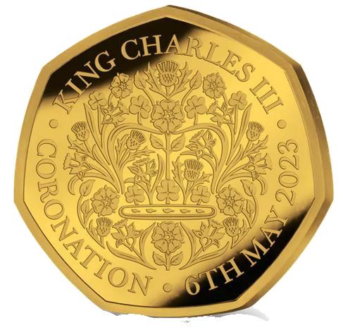 Falkland Islands 50 Pence - Charles III Coronation; Gold Plated