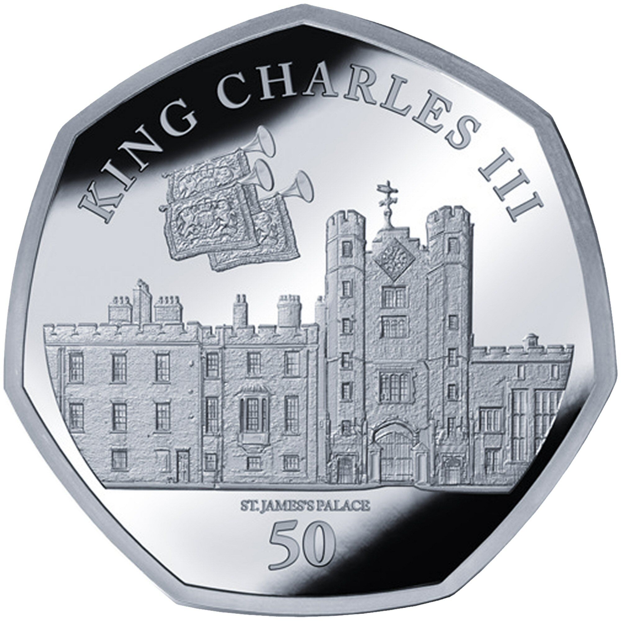British Antarctic Territory 50 Pence - Charles III Saint James's Palace; Silver reverse