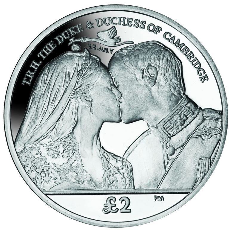 South Georgia and the South Sandwich Islands 2 Pounds - Elizabeth II Birth of Prince George; Silver Proof