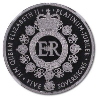 Alderney 5 Sovereigns - Elizabeth II Platinum Jubilee; Platinum Proof