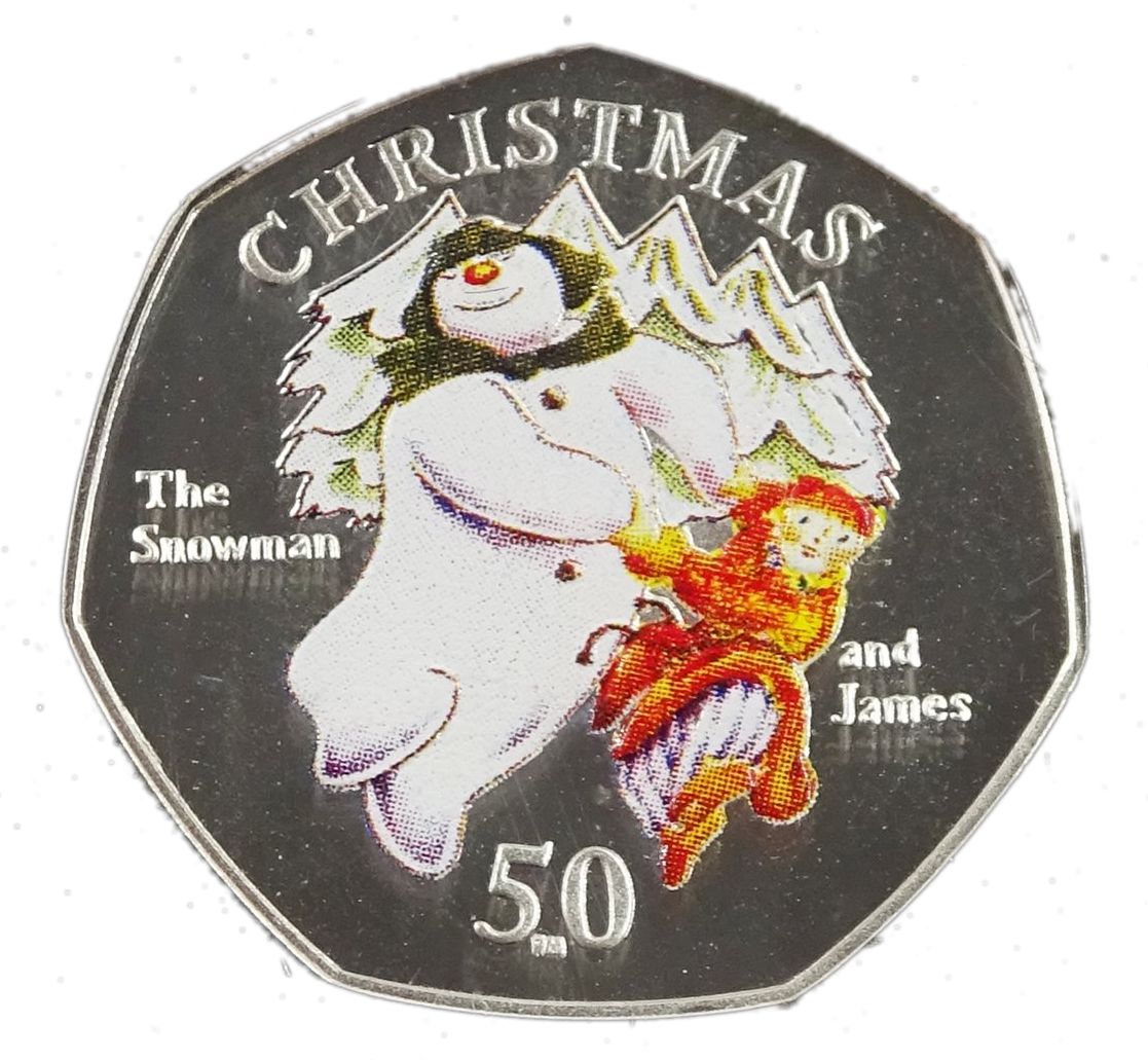 Isle of Man 50 Pence - Elizabeth II Christmas 2003; Silver Proof Colourised