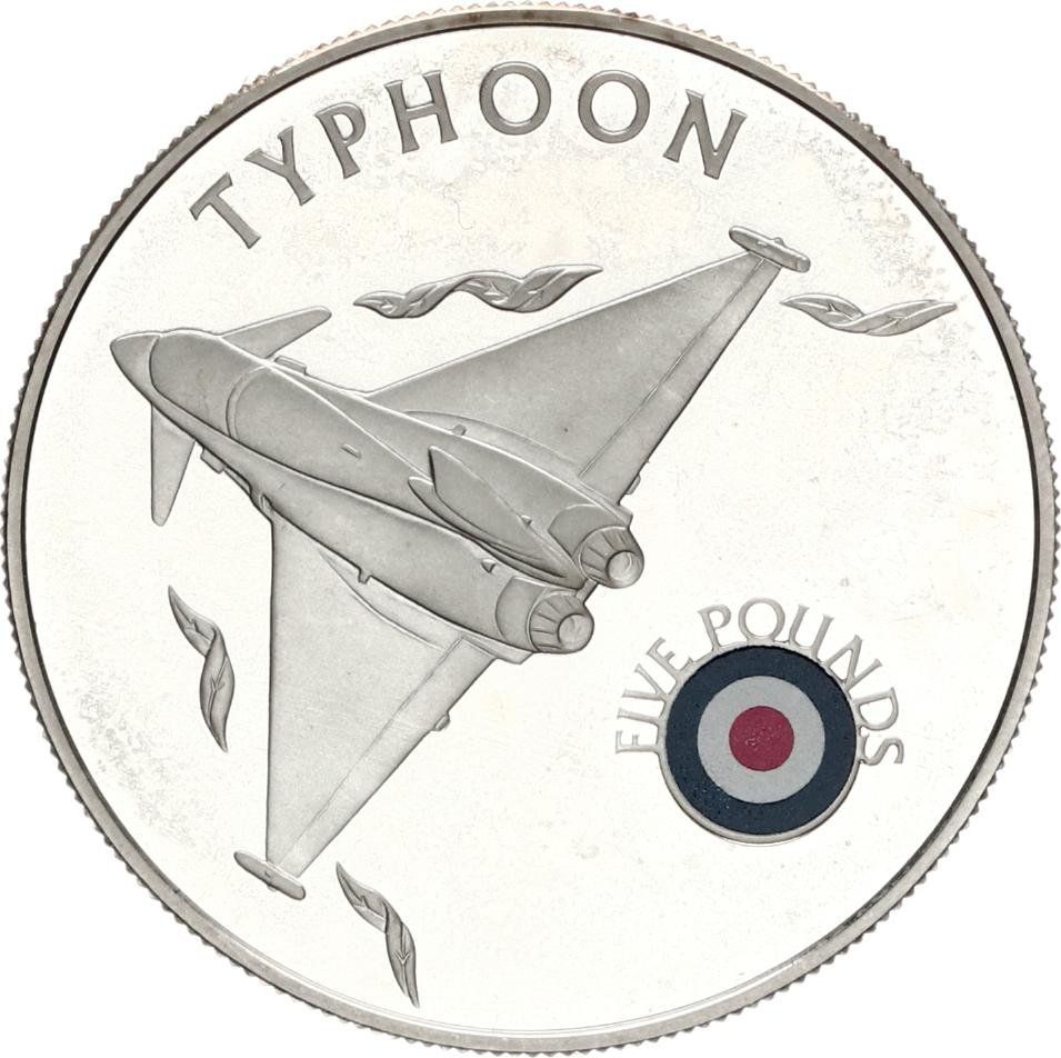 Saint Helena and Ascension 5 Pounds - Elizabeth II Typhoon reverse