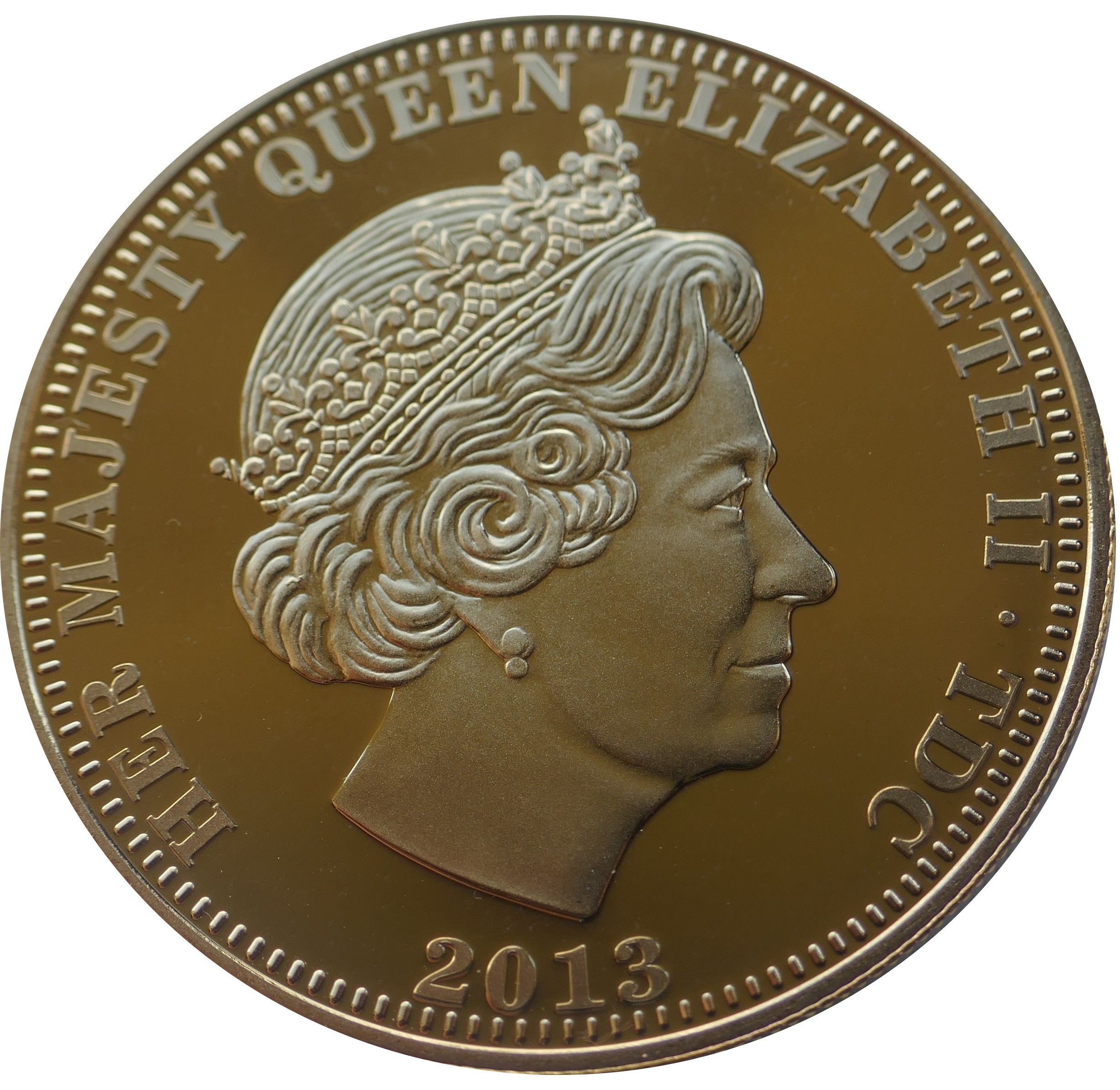 Tristan da Cunha 1 Crown - Elizabeth II Birth of Prince George, Gold plated copper-nickel obverse