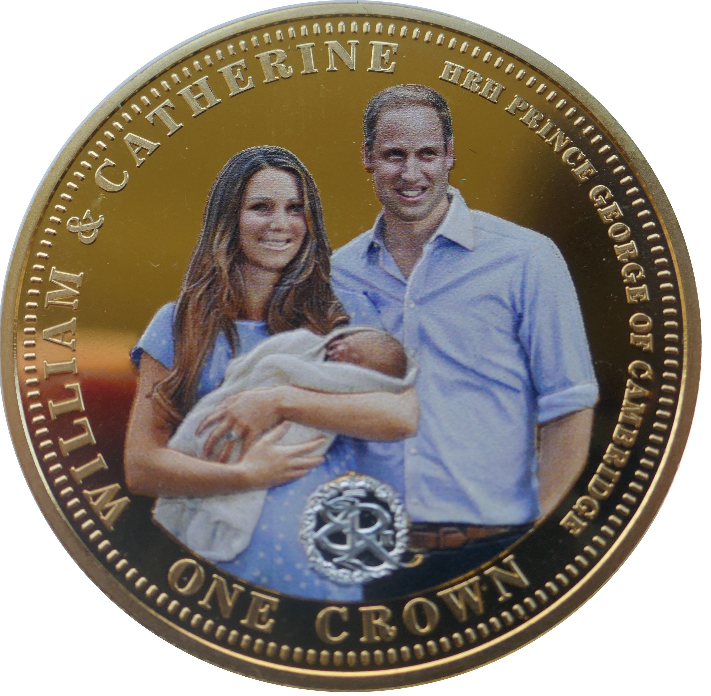 Tristan da Cunha 1 Crown - Elizabeth II Birth of Prince George, Gold plated copper-nickel