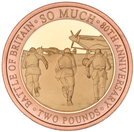 Jersey 2 Pounds - Elizabeth II 80th Anniversary of the Battle of Britain; Gold Proof