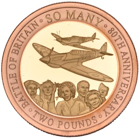 Jersey 2 Pounds - Elizabeth II 80th Anniversary of the Battle of Britain; Gold Proof