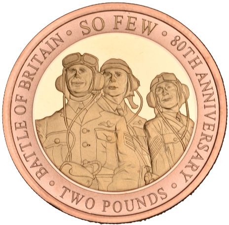 Jersey 2 Pounds - Elizabeth II 80th Anniversary of the Battle of Britain; Gold Proof