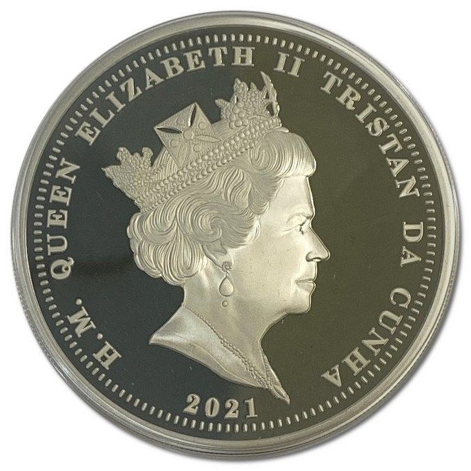 Tristan da Cunha 5 Pounds - Elizabeth II Saint George and Dragon obverse