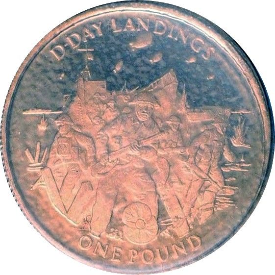 Gibraltar 1 Pound - Elizabeth II D-Day Landings; Gold Proof