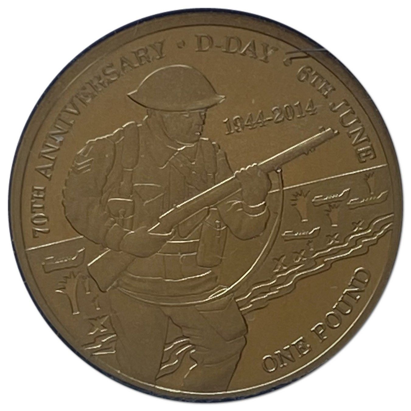 Tristan da Cunha 1 Pound - Elizabeth II D-Day Anniversary; Gold reverse