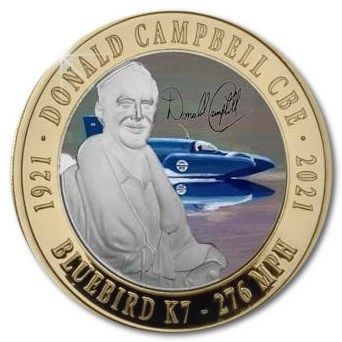 Guernsey 2 Pounds 100 Anniversary of the birth of Donald Campbell - Bluebird K7; Silver Proof reverse